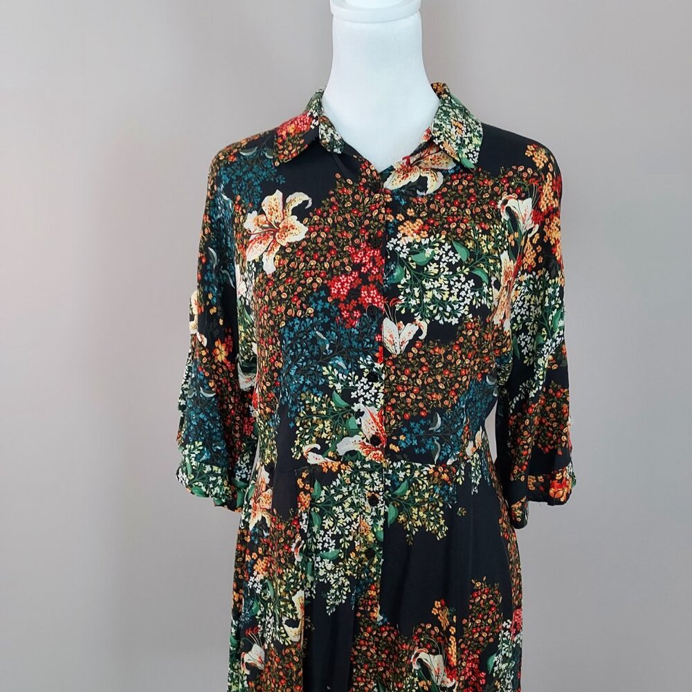 Zara Basic Z1975 Denim Short Flutter Sleeves Butt… - image 6